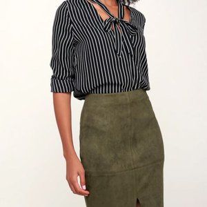 Lulus Total Allure Olive Green Suede Pencil Skirt